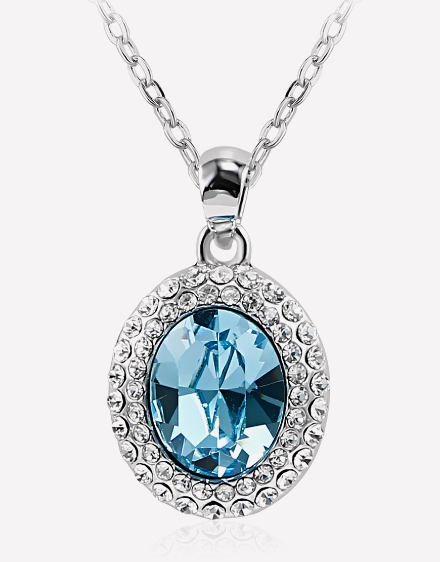 Buy Swarovski Halo Ocean Blue Crystal Necklace at Sale Prices – OFLARA