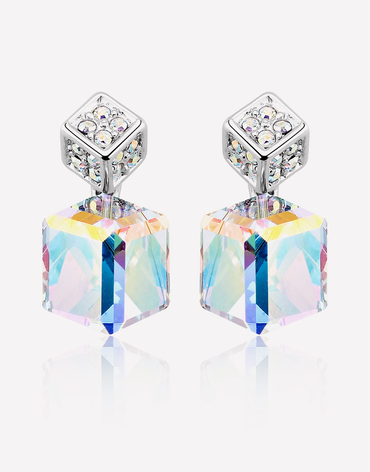 Oflara Two Cubes Crystal Earrings