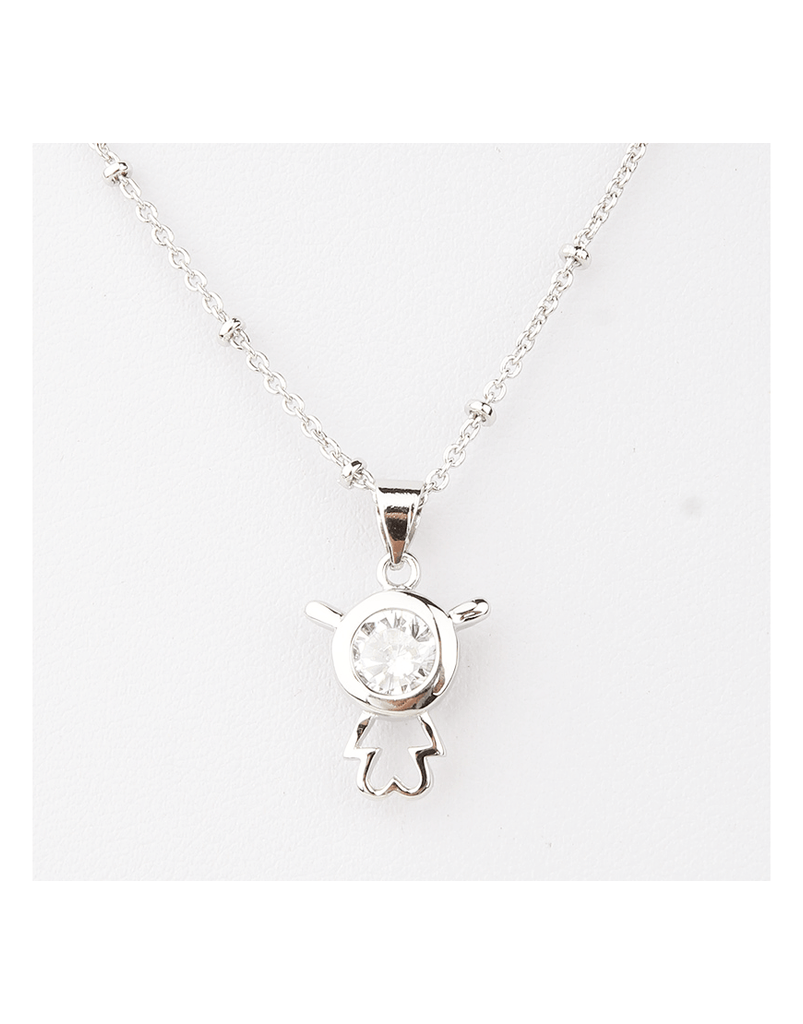 Sterling Silver Robot Alien Pendant Necklace