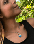 Oflara Flasket Ocean Blue Crystal Necklace (Real Look 2)