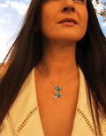 Oflara Layered Blue Crystal Necklace (Real Look)