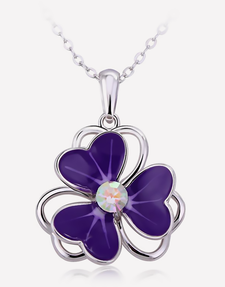 Oflara Flower Crystal Necklace Made with Austrian Crystals