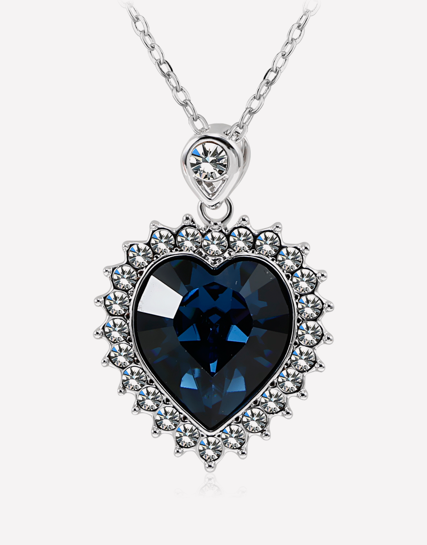 Oflara Crystal Love Heart Crystal Necklace