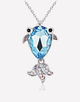 Oflara Seablue Gold Fish Pendant Crystal Necklace