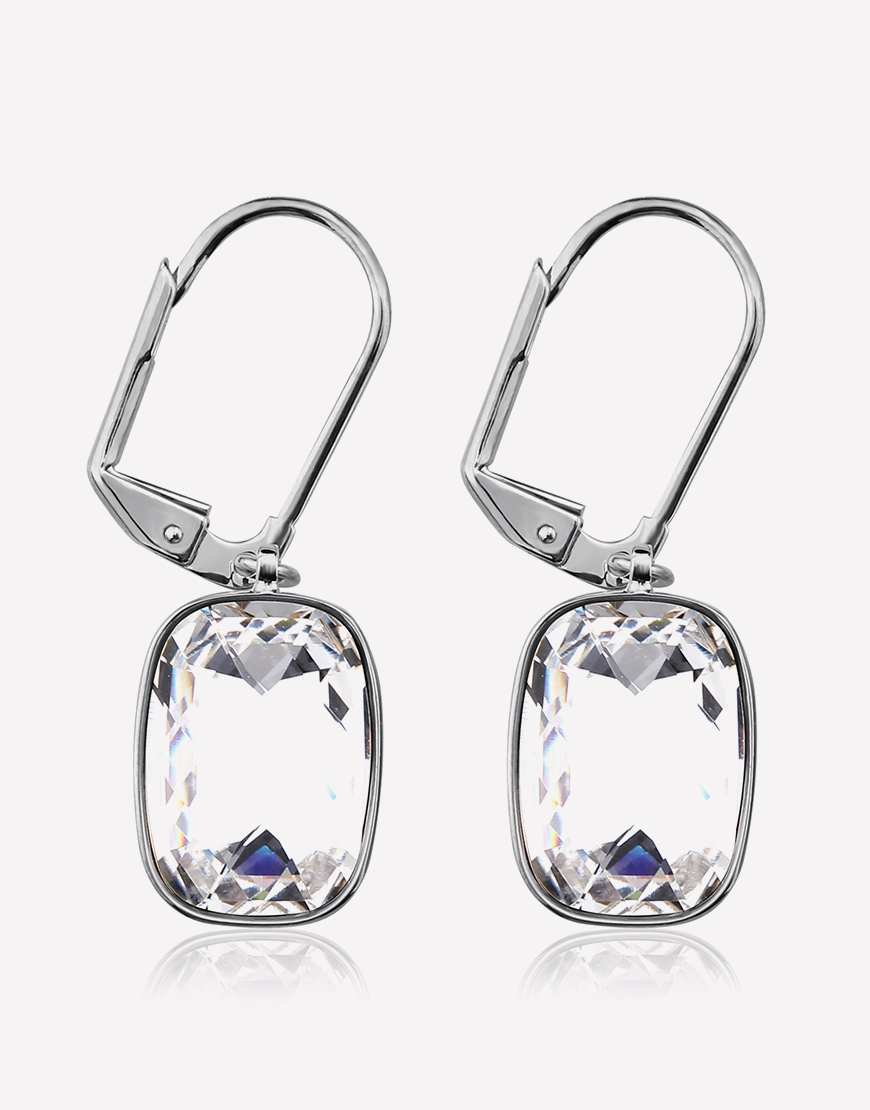 Oflara White Stone Drop Crystal Earrings