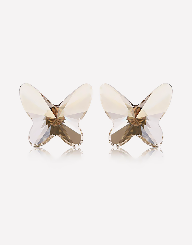 Vintage Rounded Crystal Butterfly Earrings