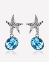 Oflara Oceanblue  Starfish Crystal Dangle Earrings