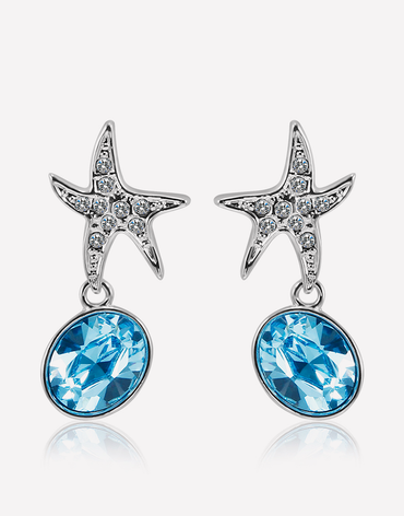 Oflara OceanblueStarfish Crystal Dangle Earrings
