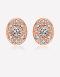 Oflara Oval Shaped Crystal Earrings