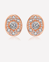 Oflara Oval Shaped Crystal Earrings