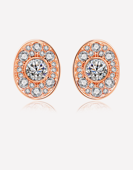 Oflara Oval Shaped Crystal Earrings