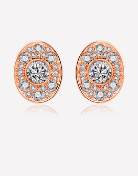 Oflara Oval Shaped Crystal Earrings