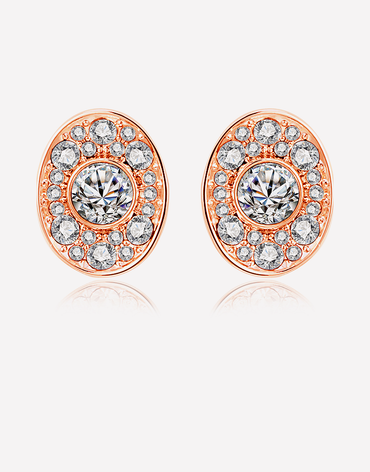 Oflara Oval Shaped Crystal Earrings