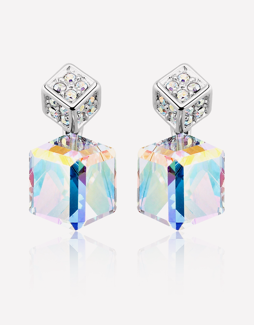 Oflara Two Cubes Crystal Earrings