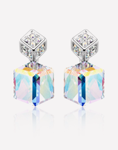 Oflara Two Cubes Crystal Earrings