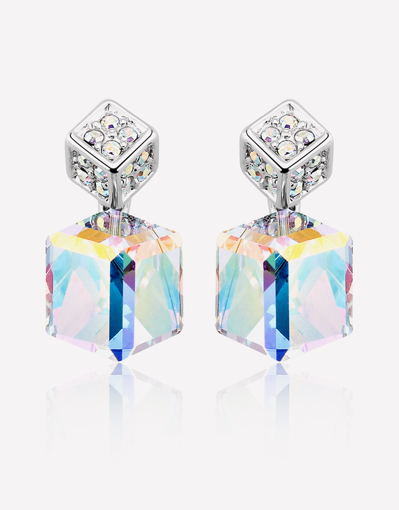 Oflara Two Cubes Crystal Earrings