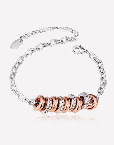 Oflara Platinum Rose Gold Ring Accents Crystal Bracelet
