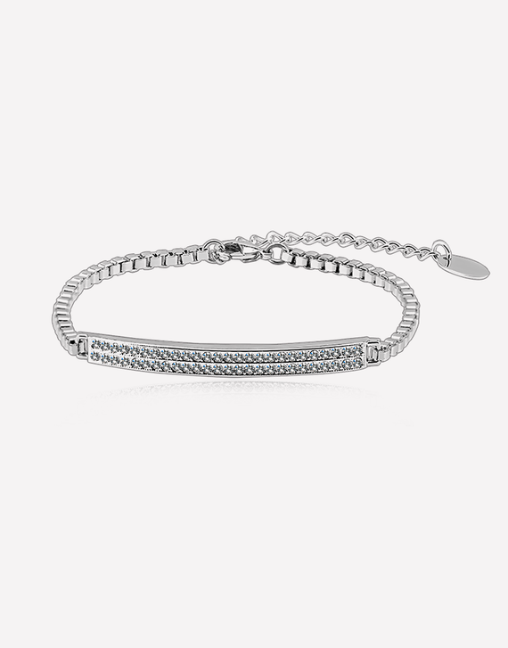 Oflara Lunar  Silver Adjustable Crystal Bracelet