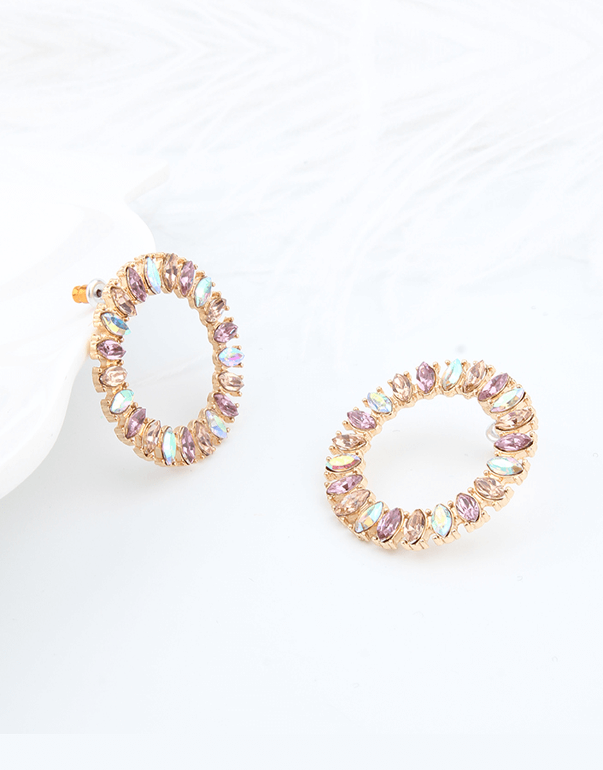 Colorful Beaded Round Circle Earrings