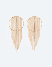 Chain Tassel Hoop Earrings, Rose gold plating