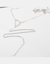Half Circle Lariat Long Chain Necklace, Sterling silver