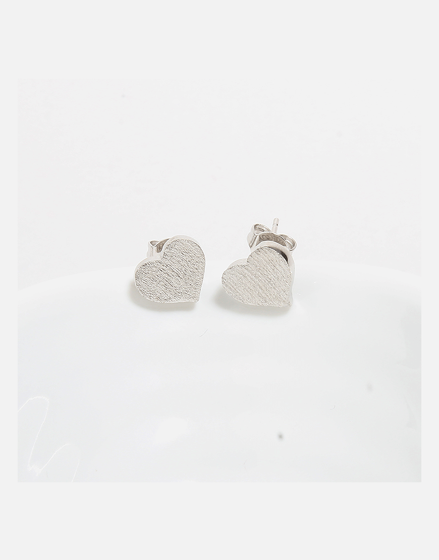 Textured heart stud earrings Sterling Silver
