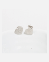 Textured heart stud earrings Sterling Silver