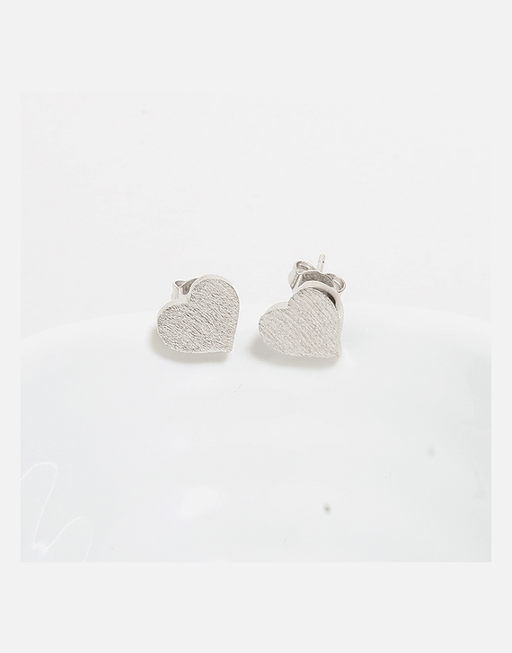 Textured heart stud earrings Sterling Silver