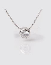 Tiny Dot Crystal Pendant Necklace, Sterling Silver Plating