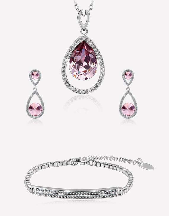 Purple Jewelry Set with Silver Bracelet