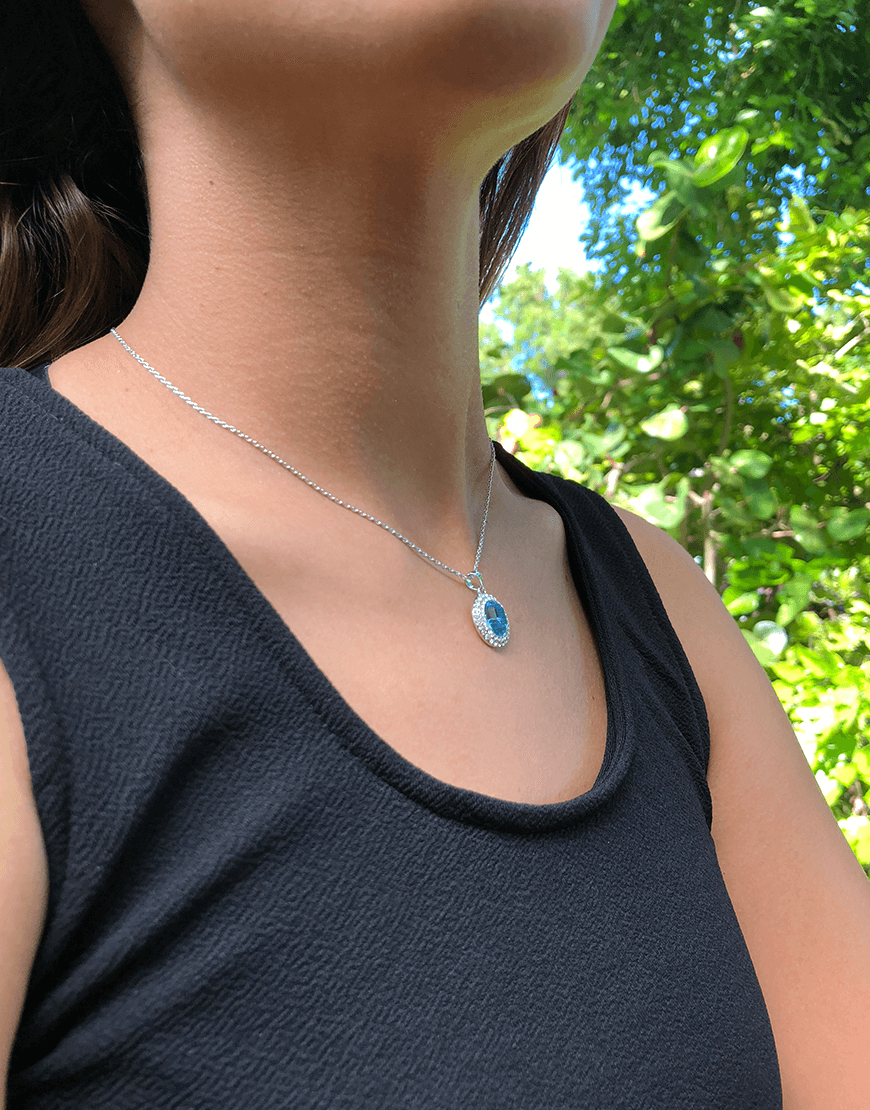 Crystal necklace hot sale blue