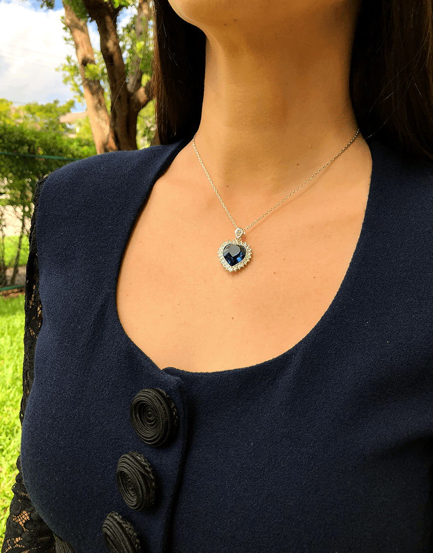 Blue heart 2025 crystal necklace
