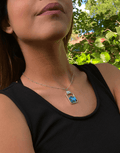 Oflara Flasket Ocean Blue Crystal Necklace (Real Look)