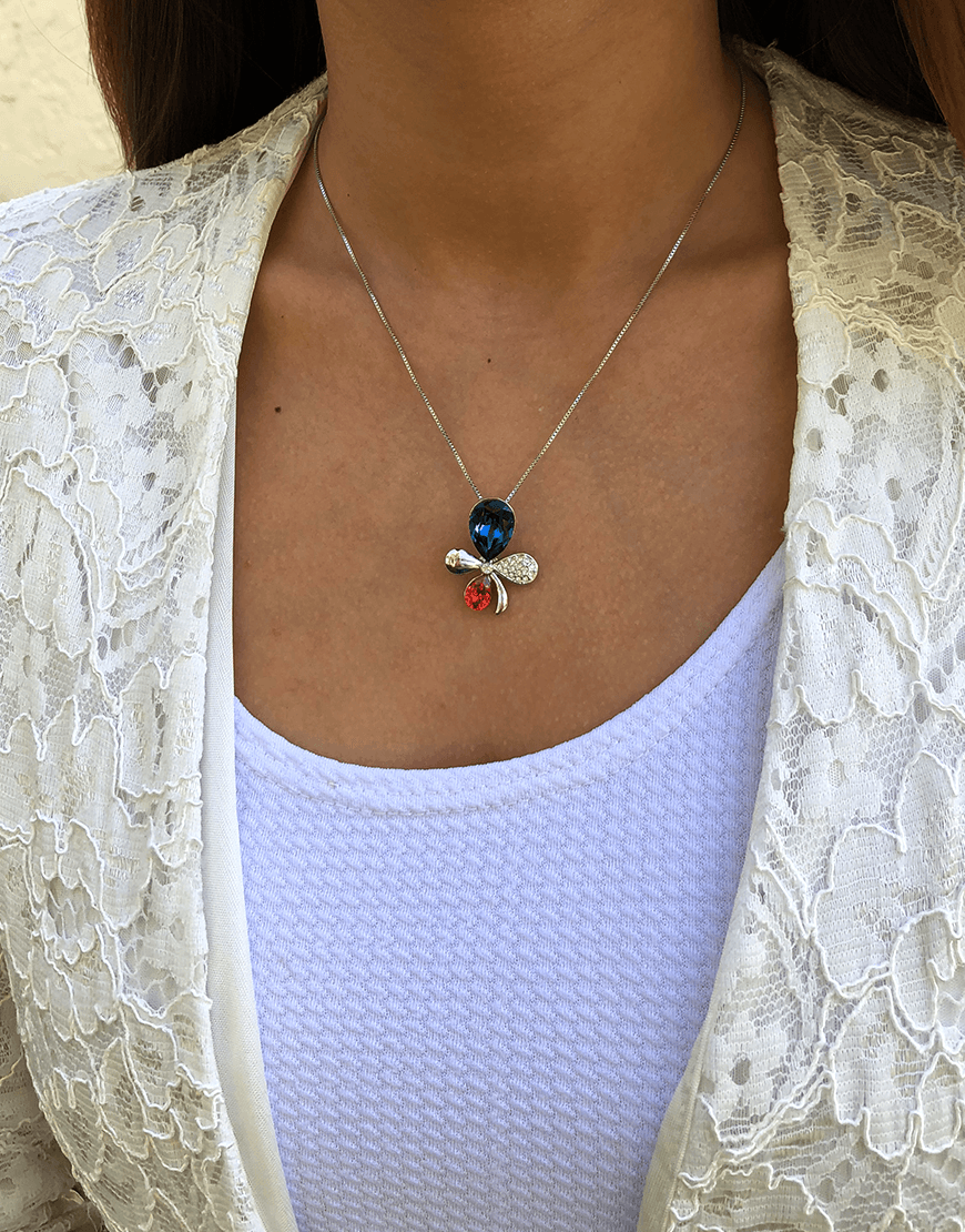 Oflara Plochrome  Crystal Flower Necklace (Real Look)