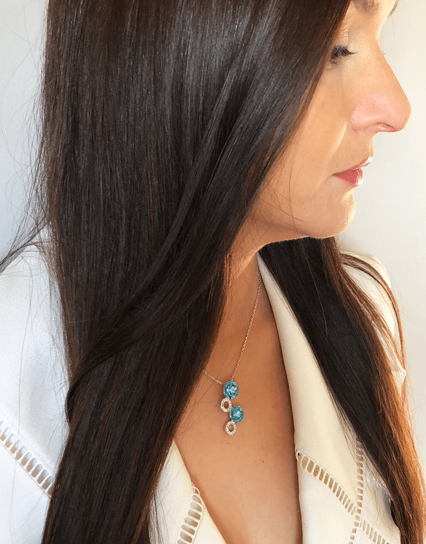 Oflara Layered Blue Crystal Necklace (Real Look 2)