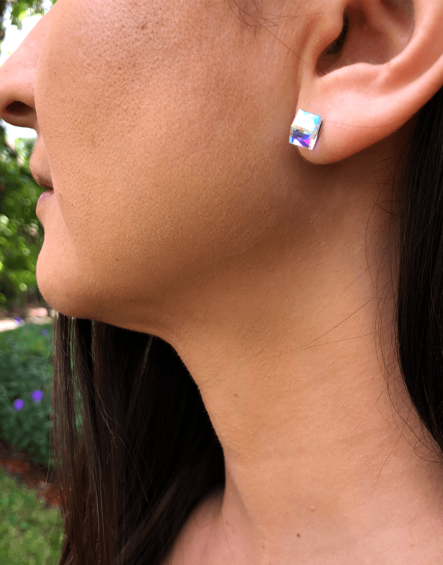 Oflara Crystal Prism Cube Earrings (Real Look 2)