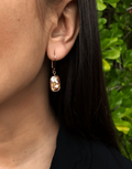Oflara Champagn Stone Drop Crystal Earrings (Real Look)