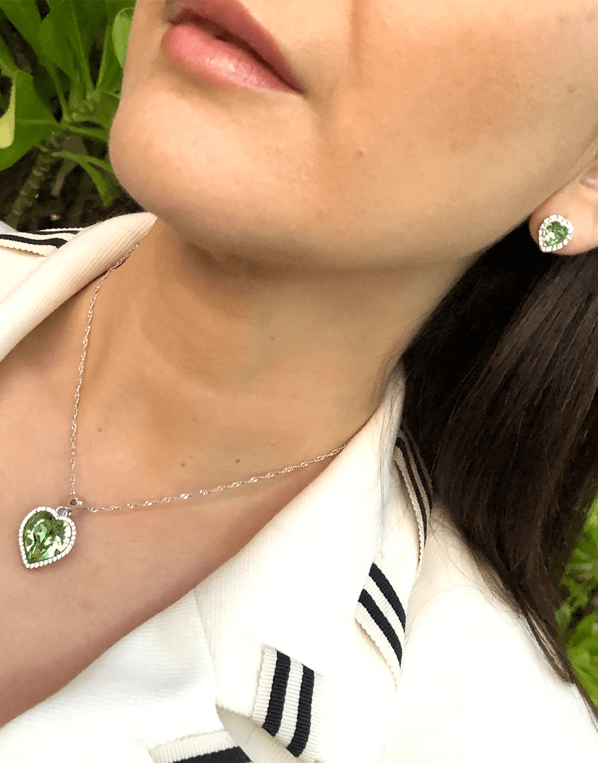 Titatic Heart Shaped Crystal Necklace with Crystal Earrings