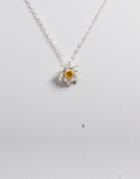 White Sunflower Pendant Necklace
